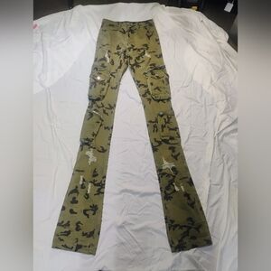 Rock Star Original Alisson Camo Cargo Jeans Womens 27x45 Y2K Streetwear Hip Hop